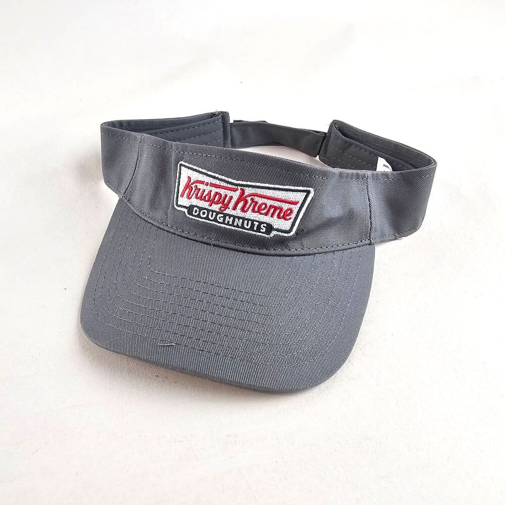 Krispy Kreme Visor Hat Cap Strap Back Gray Doughnuts Donut One Size Adjustable